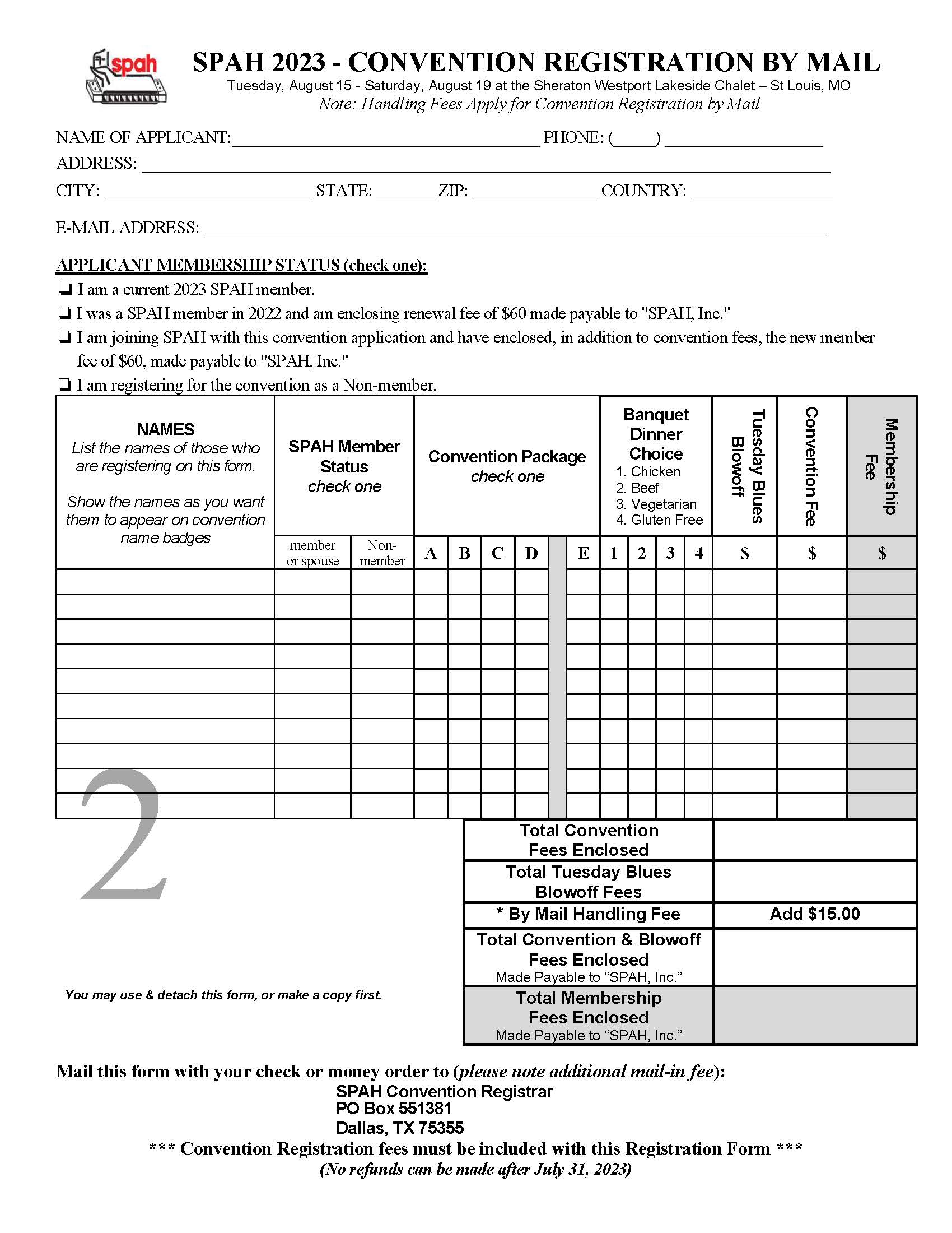 2023 Convention Registration Form Page 2